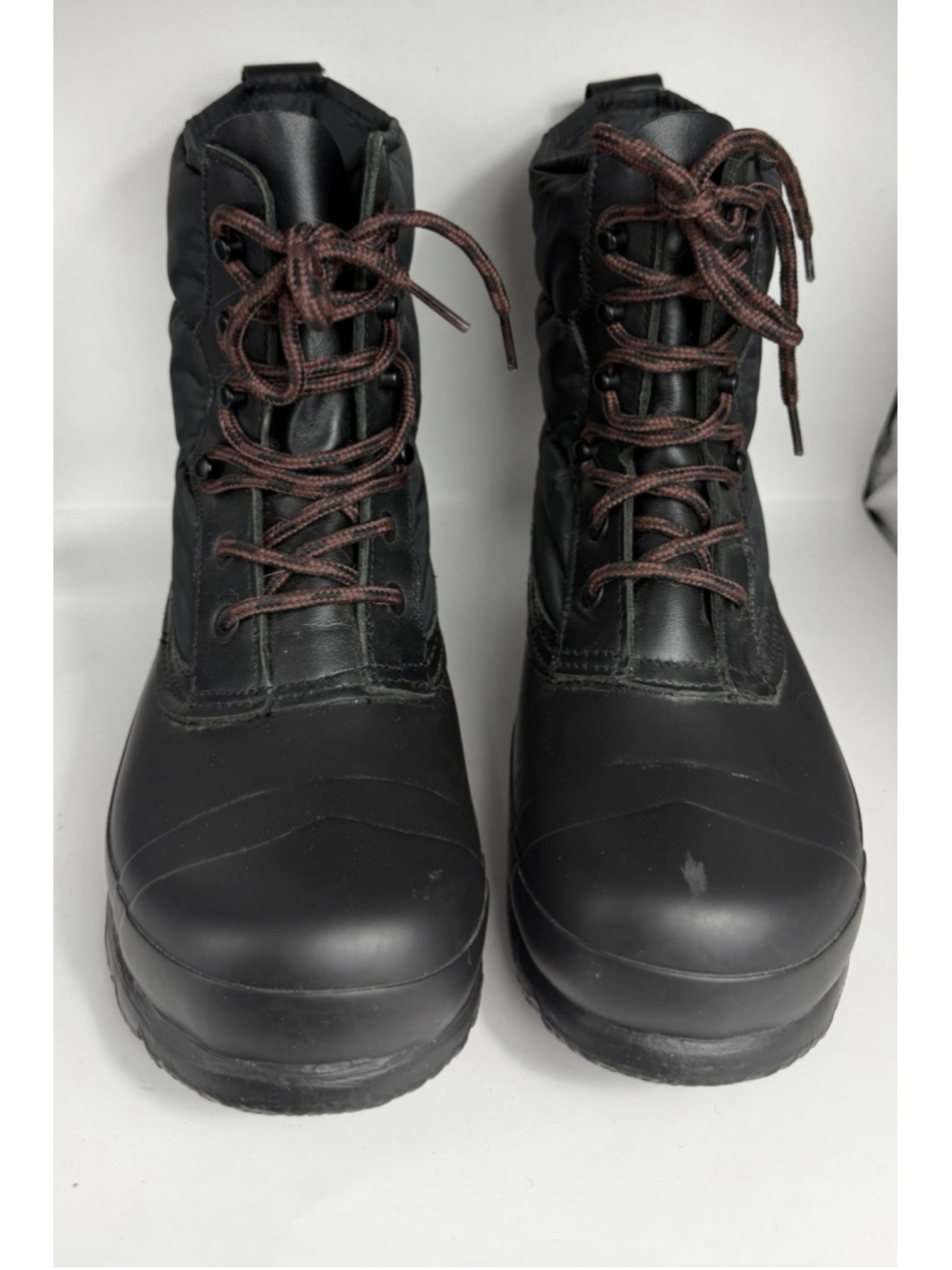 HUNTER black quilted lace-up ankle boots 8